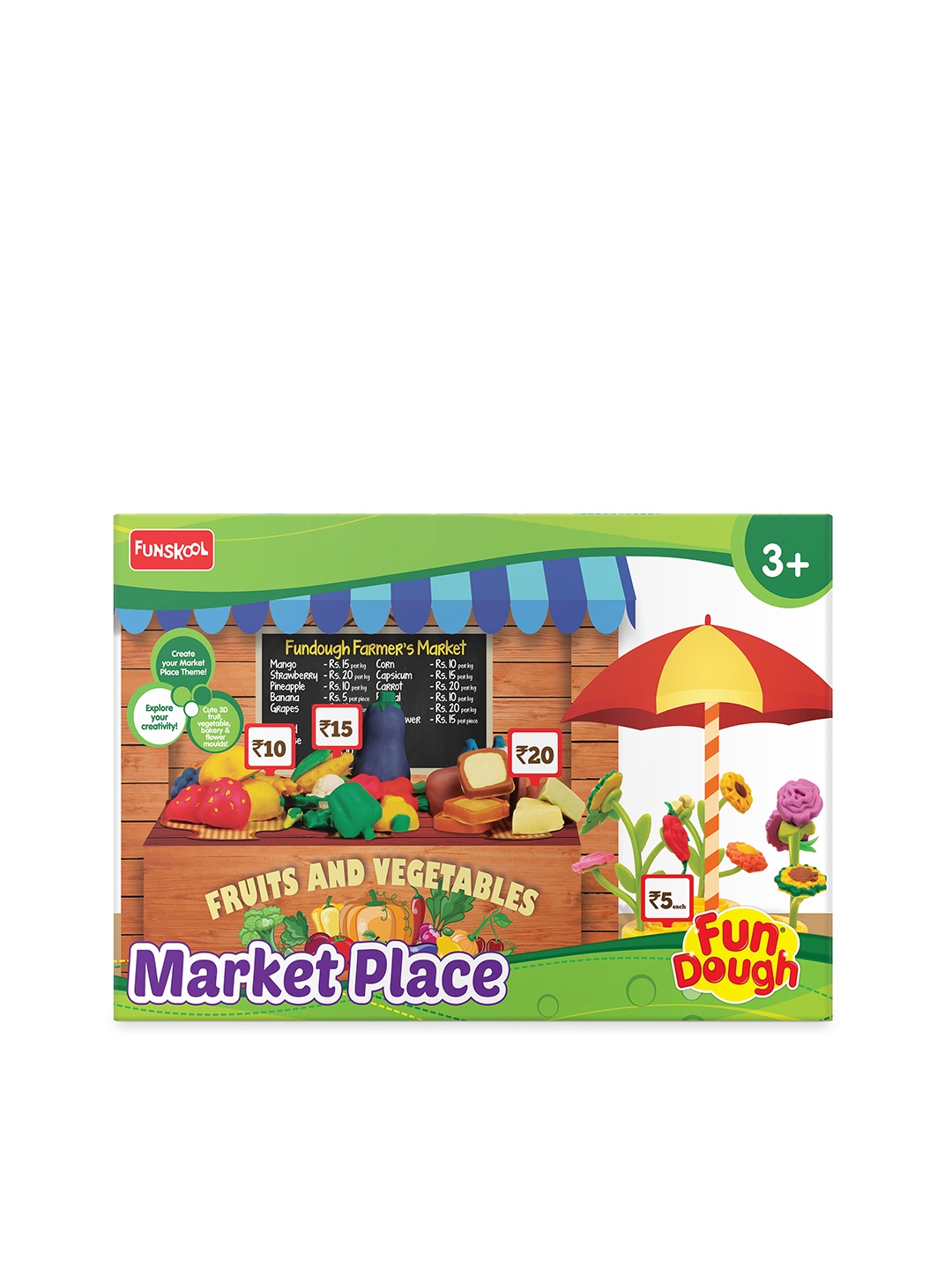 

Fun Dough Fruits & Vegetables Marketplace Play Set For Age 3+ Years, Multi