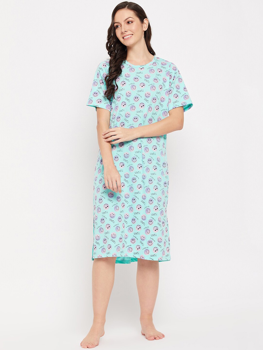 

MADAME M SECRET Conversational Printed Nightdress, Blue