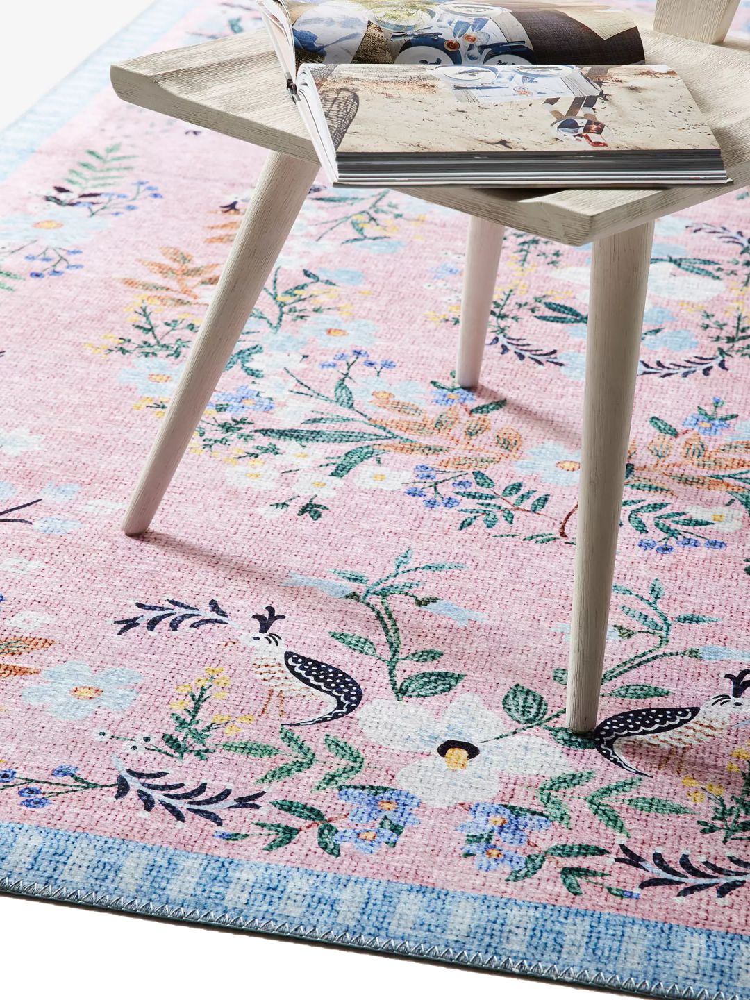 

THE HANDMADE FLAIR Loloi Palais Luxembourg Pink & Blue Floral Design Woolen Carpet