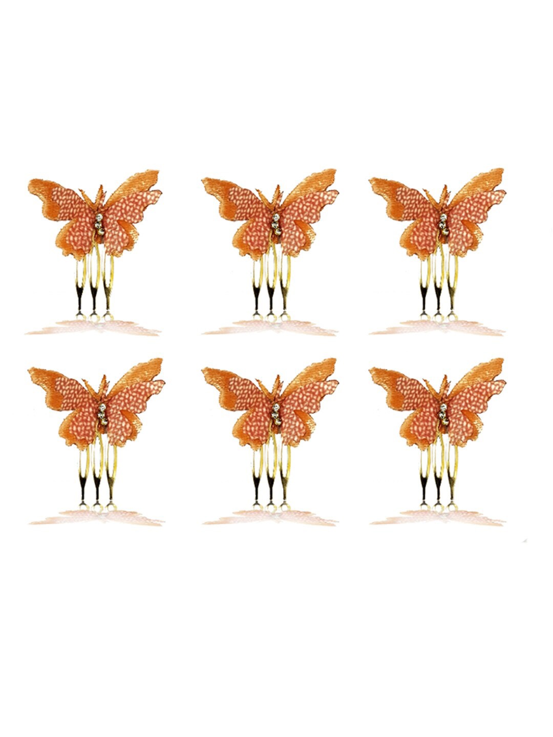 

Hair Flare Set of 6 Embellished Comb Pins, Peach