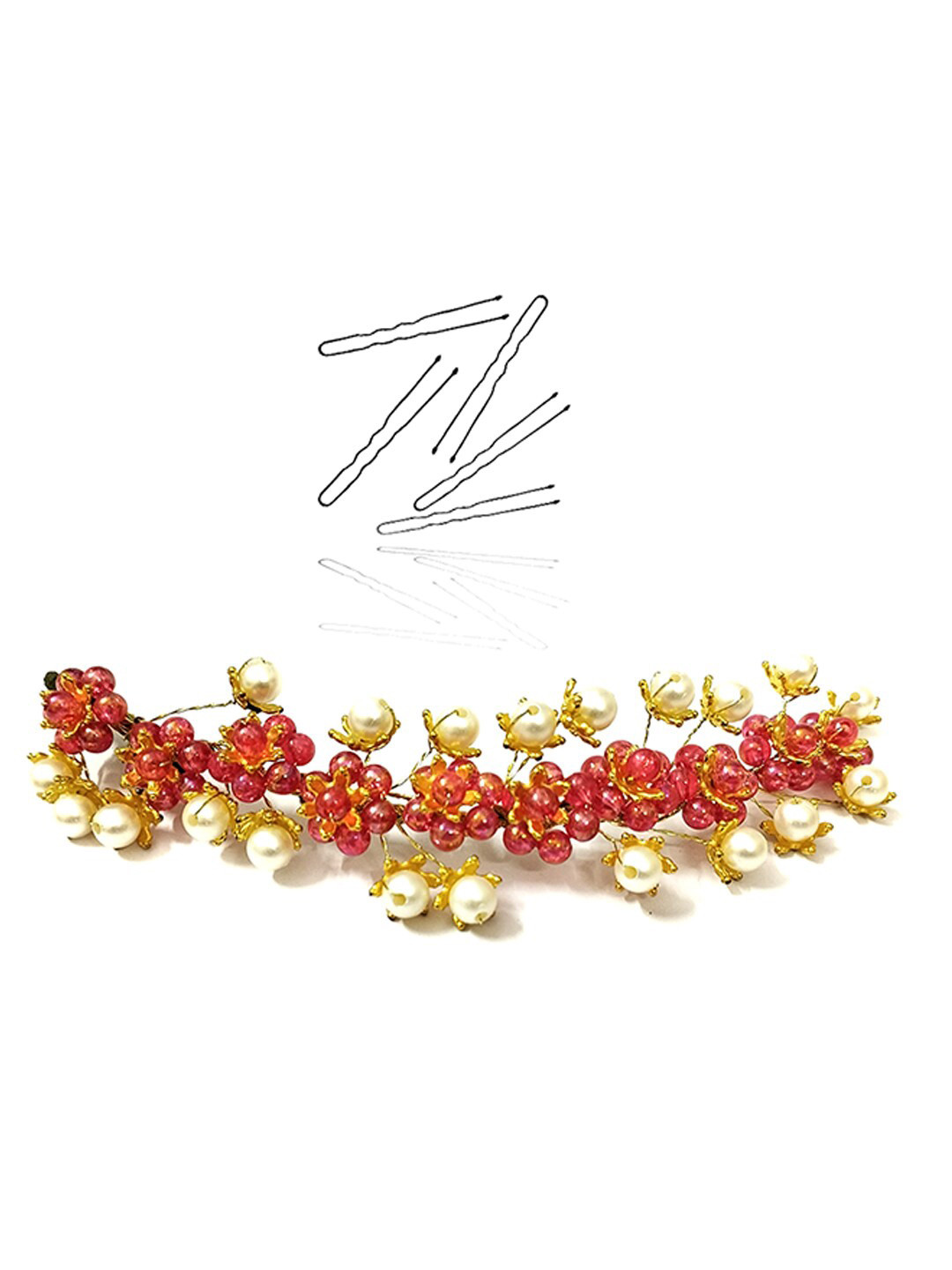 

Hair Flare Women Beaded Floral Tiara, Red