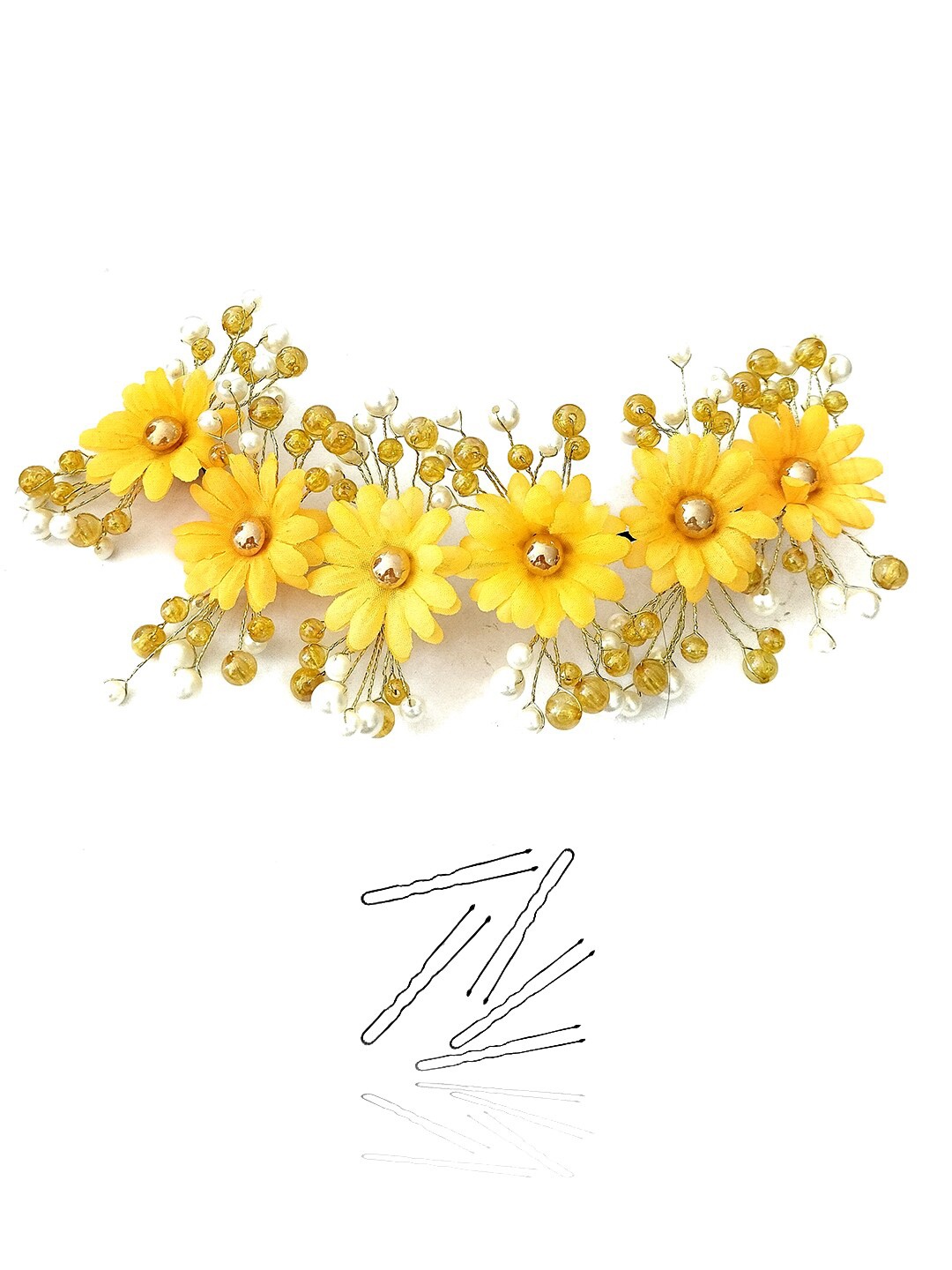 

Hair Flare Women Beaded Floral Tiara, Yellow