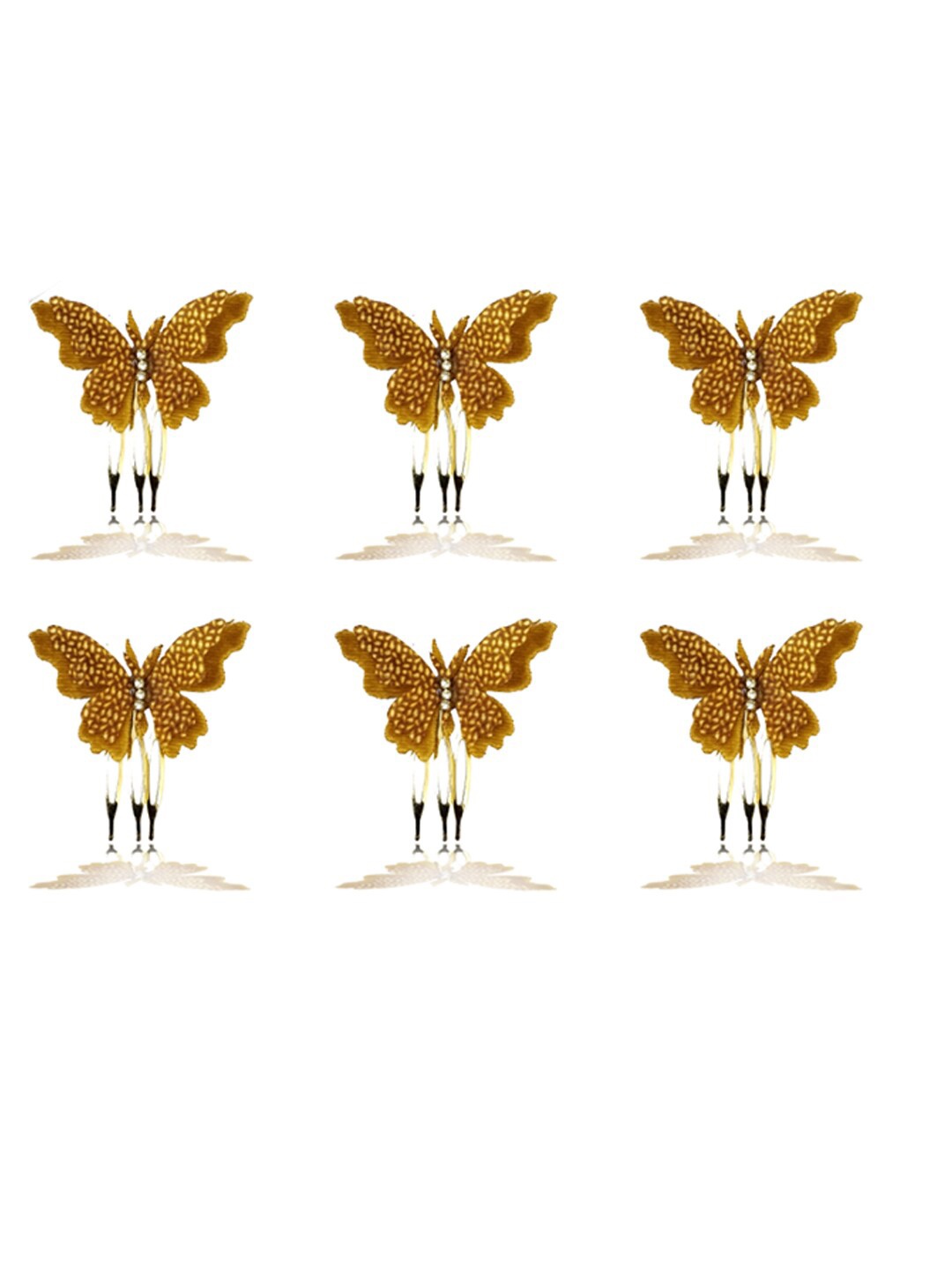 

Hair Flare Women Set Of 6 Butterfly Comb Pins, Brown