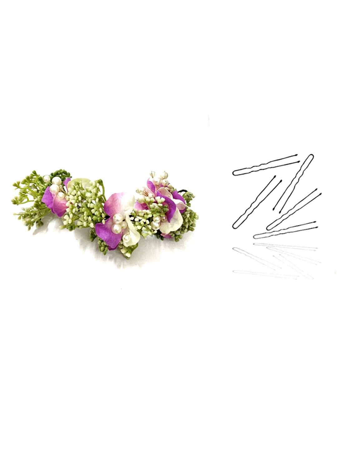 

Hair Flare Women Artificial Flower Beaded Hair Accessory Set of, Purple