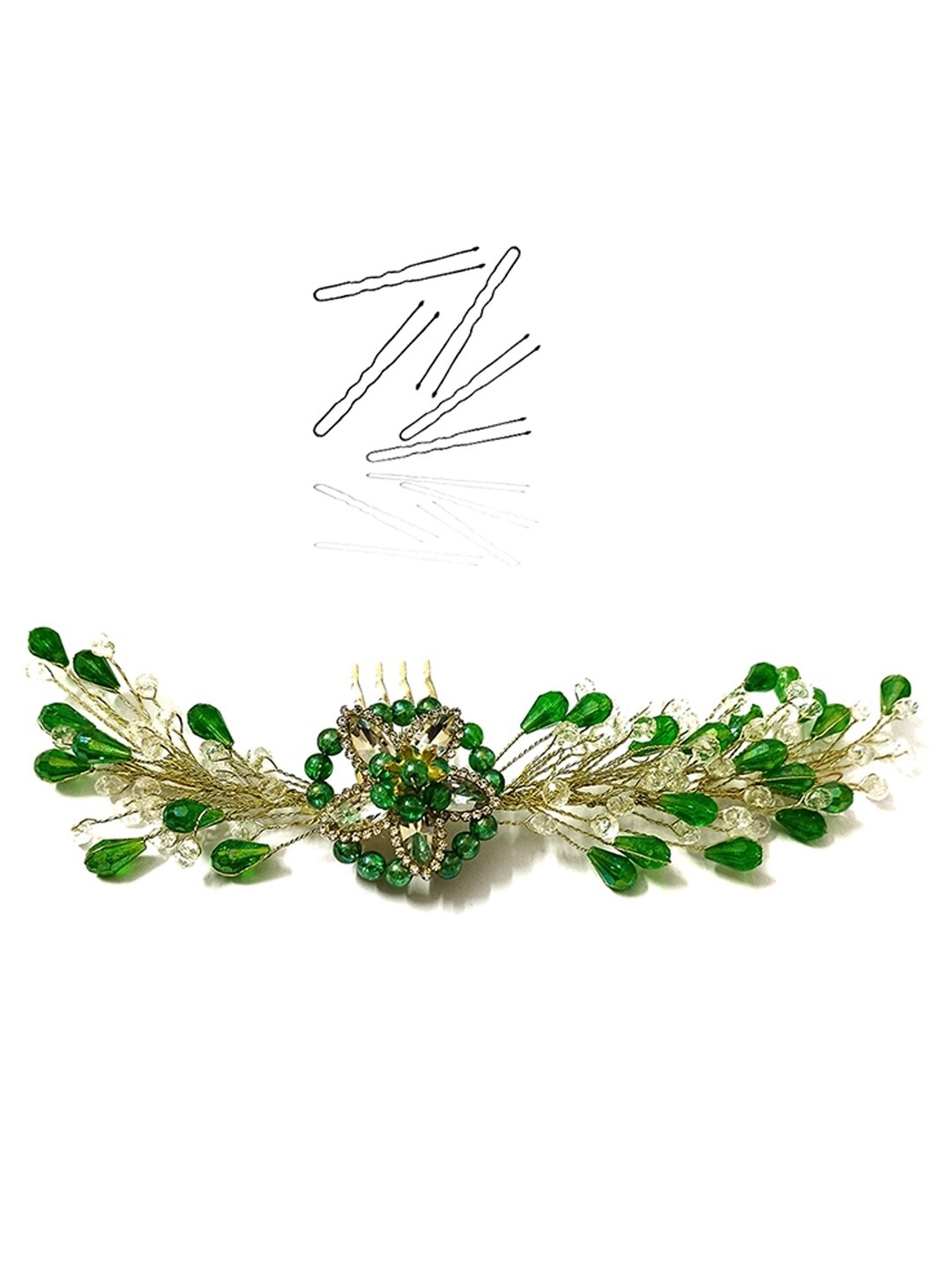 

Hair Flare Women Embellished Hair Accessory Set, Green