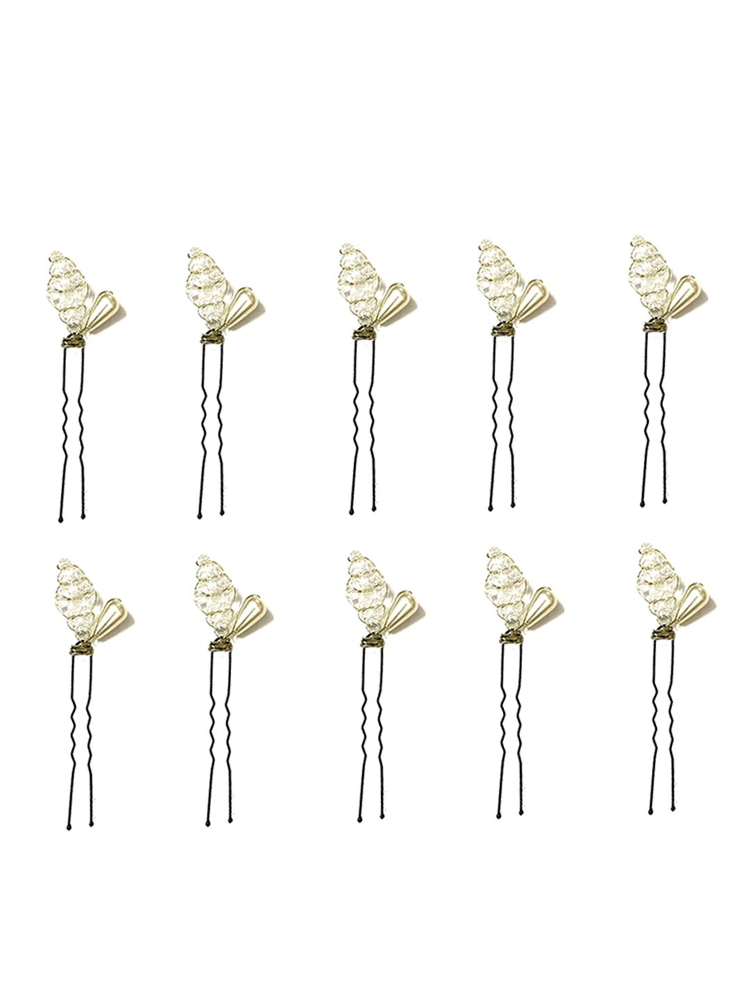 

Hair Flare Women 10Pcs Embellished U Pins, Gold