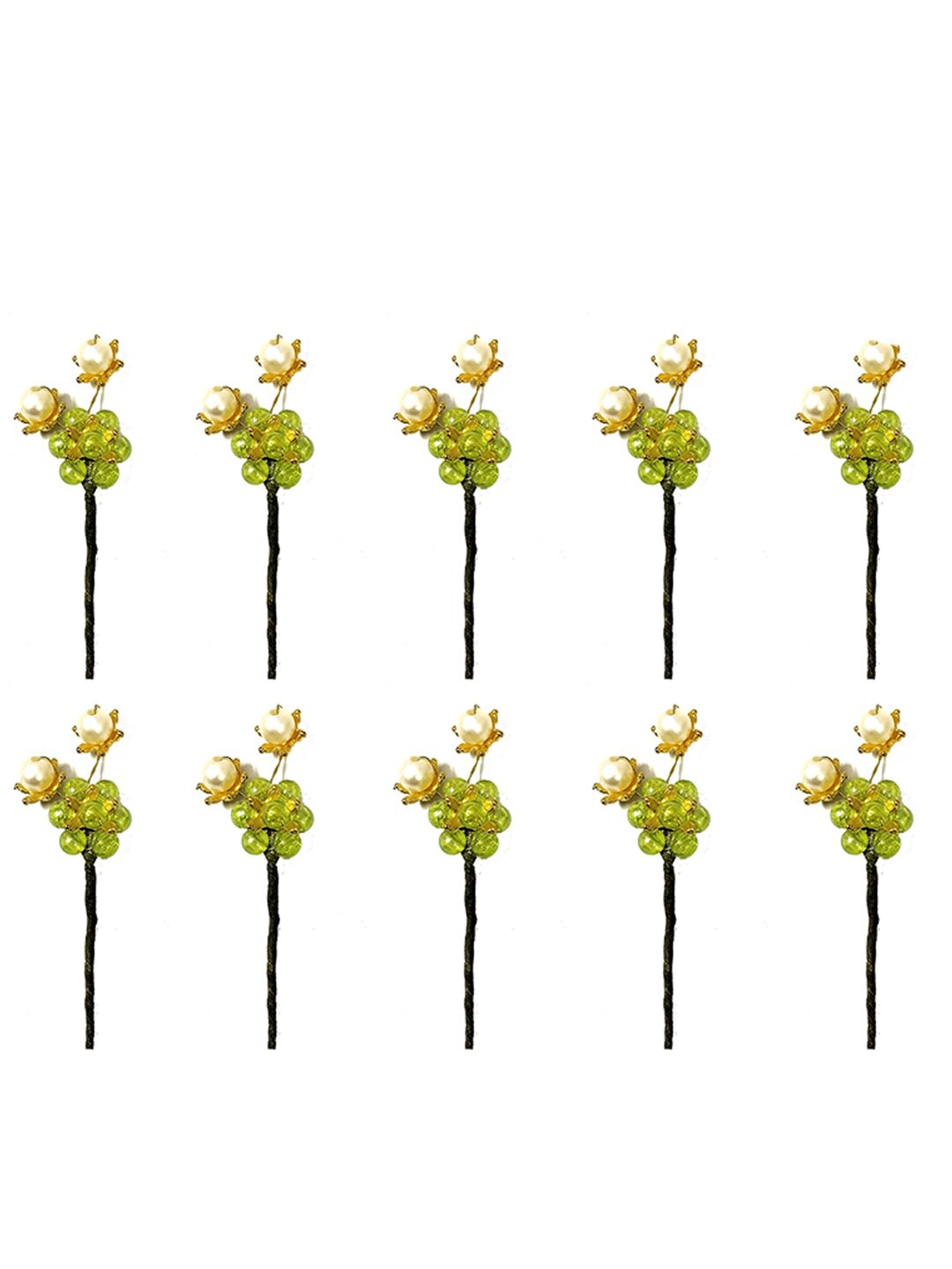 

Hair Flare Set Of 10 Embellished Hair Accessory Set, Green