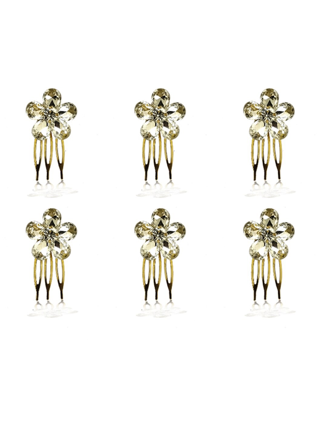 

Hair Flare Set of 6 Embellished Comb Pins, Gold