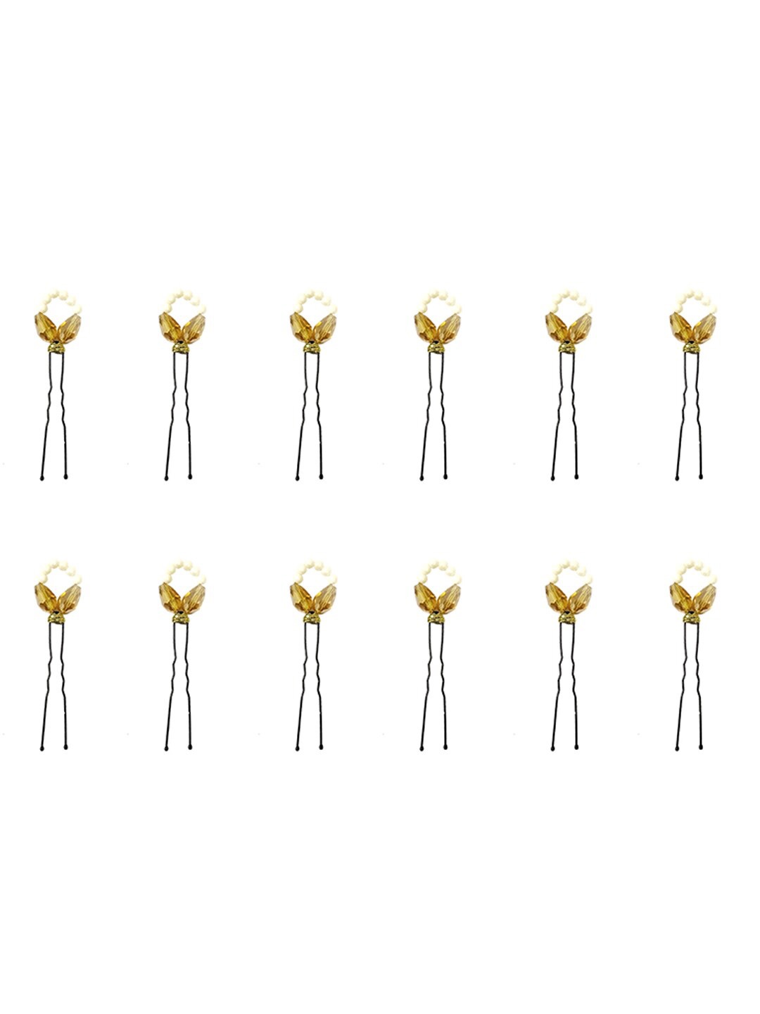

Hair Flare Women 12Pcs Embellished U Pins, Black
