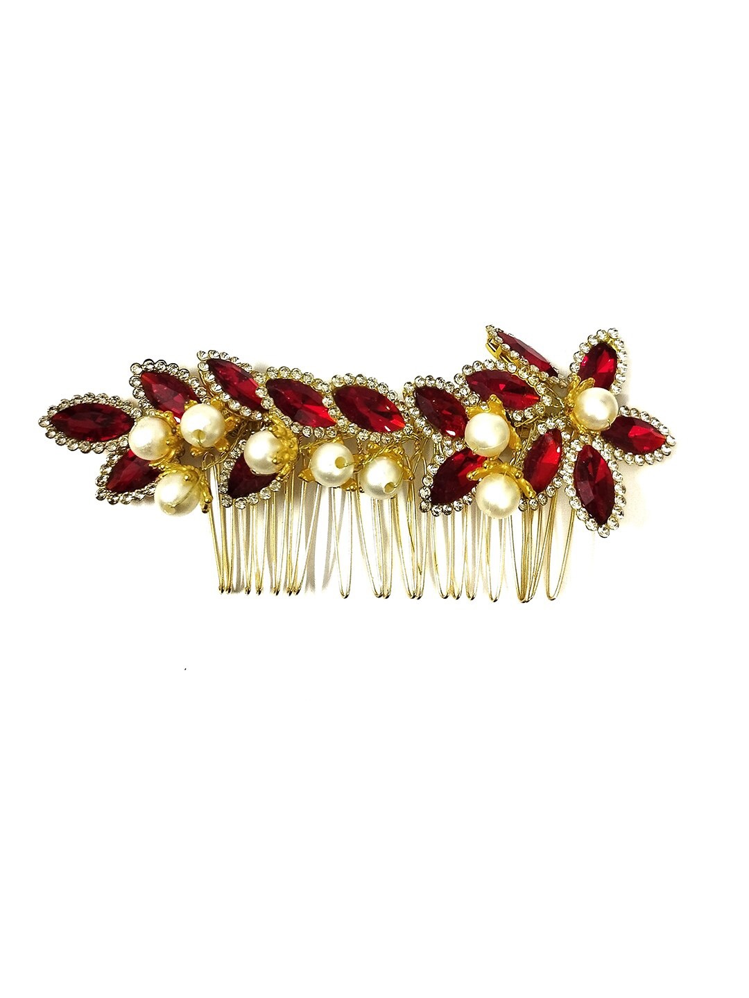 

Hair Flare Embellished Beaded Comb Pin, Gold