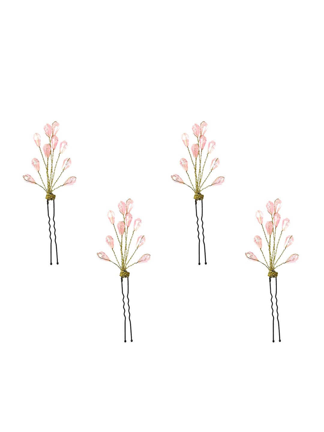 

Hair Flare Women 4Pcs Embellished U Pins, Pink