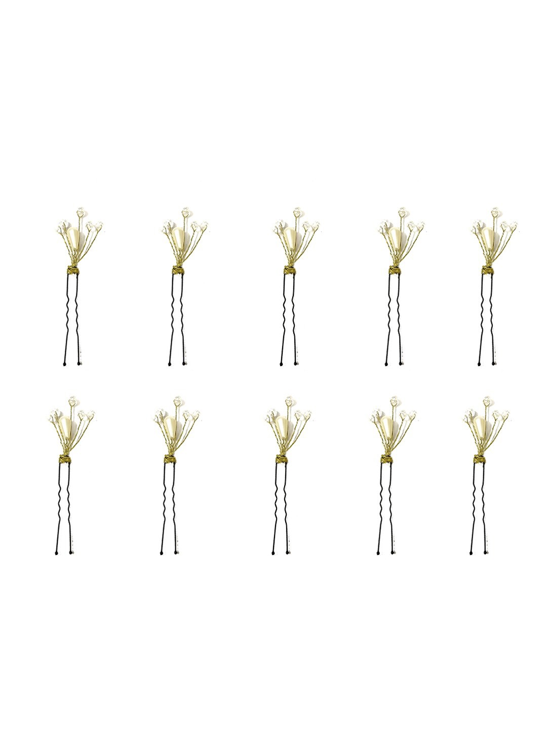 

Hair Flare Women 10Pcs Embellished U Pin, White