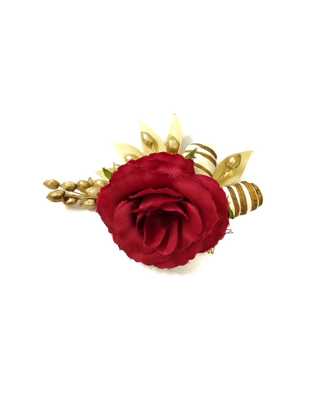 

Hair Flare Women Embellished Rose Flower Comb Pin, Red