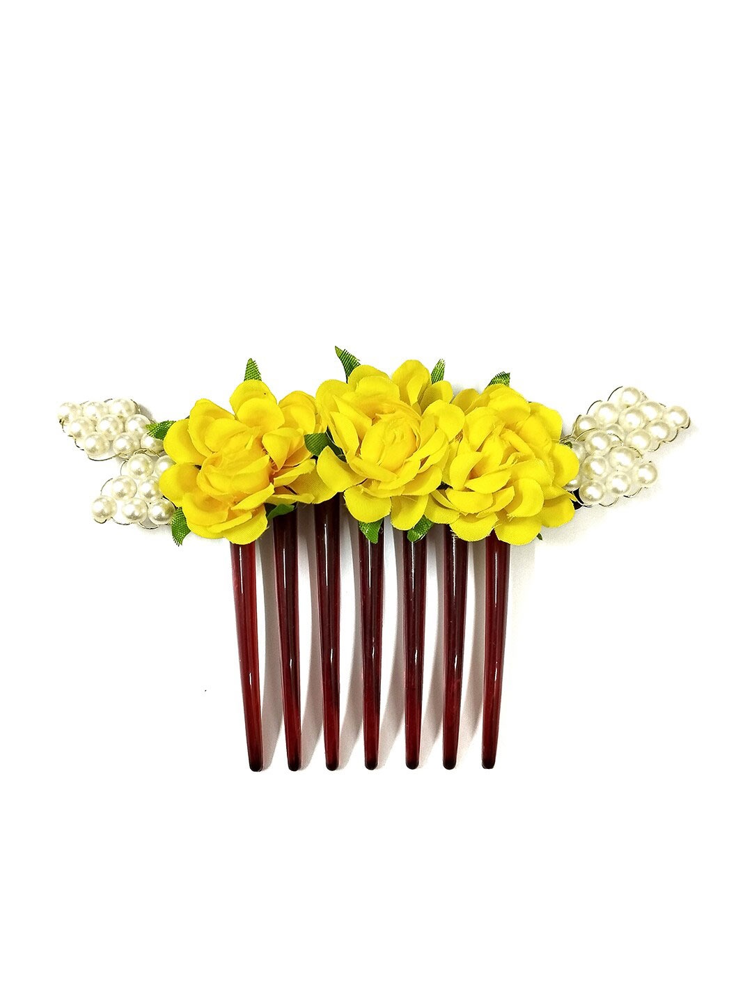 Hair Flare Embellished Comb Pin, Yellow