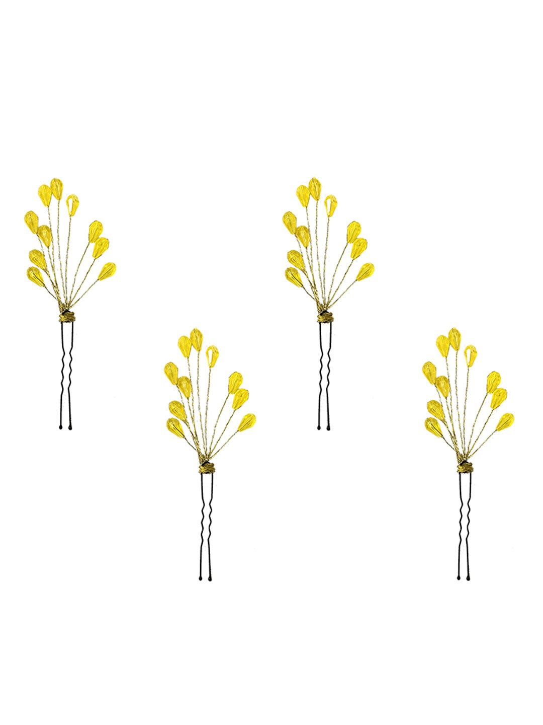 

Hair Flare Women 4Pcs Embellished U Pins, Yellow