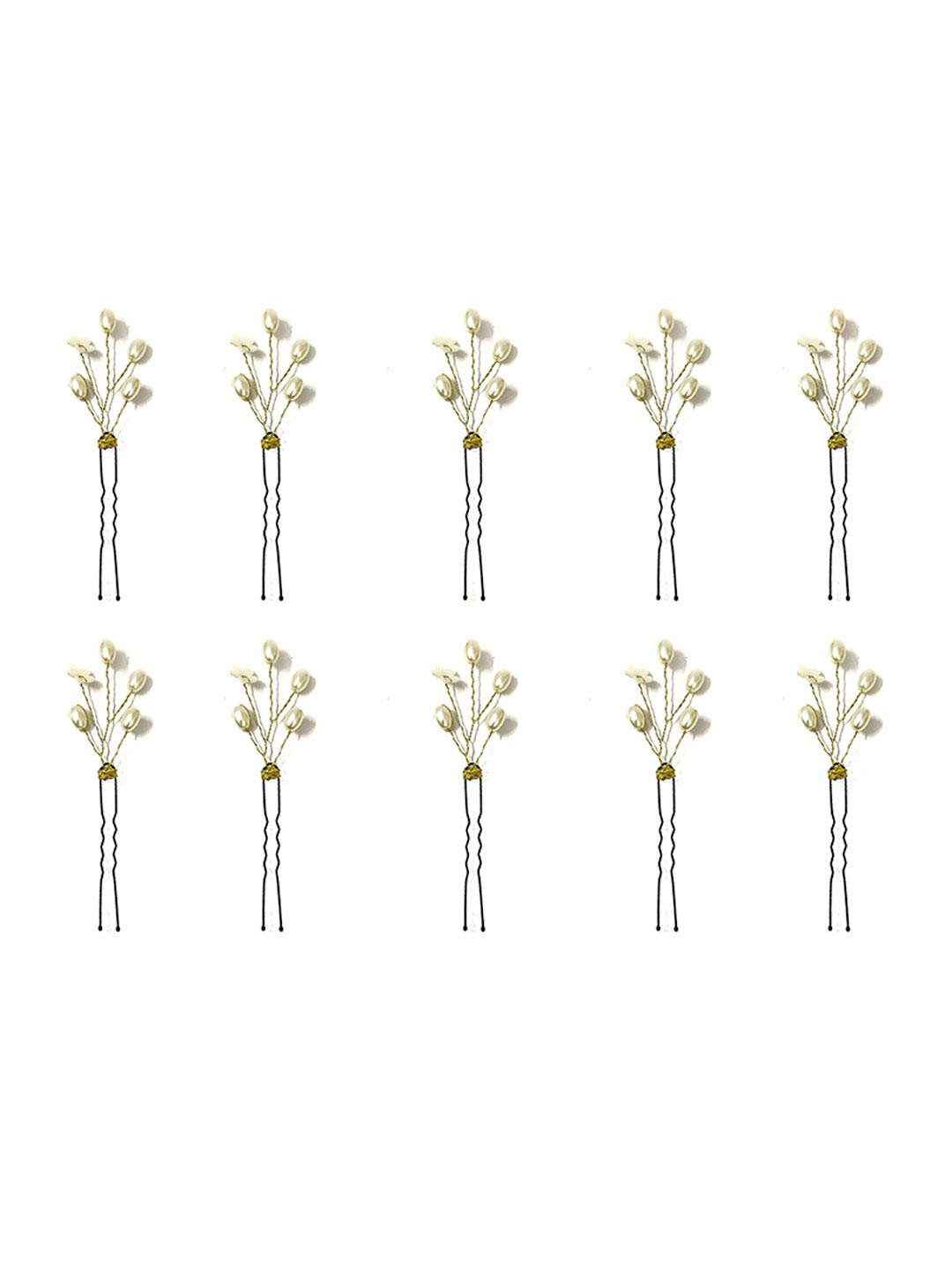 

Hair Flare Women Set Of 10 U Pins, White