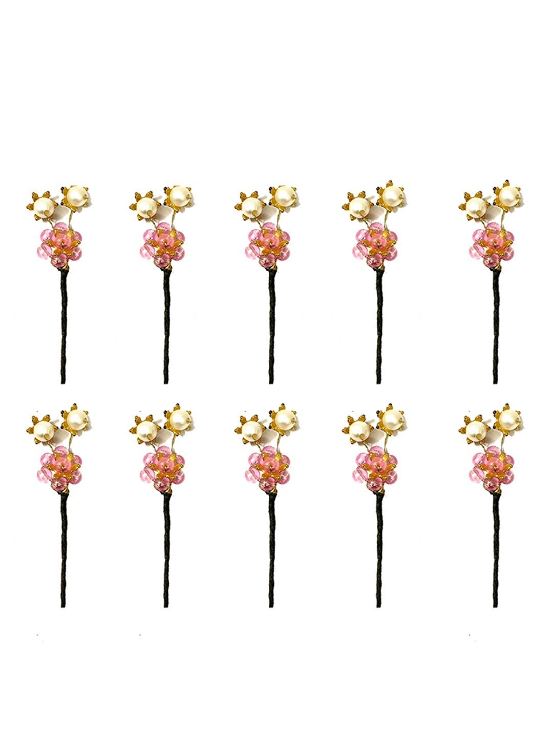 

Hair Flare Set Of 10 Embellished U Pins, Pink