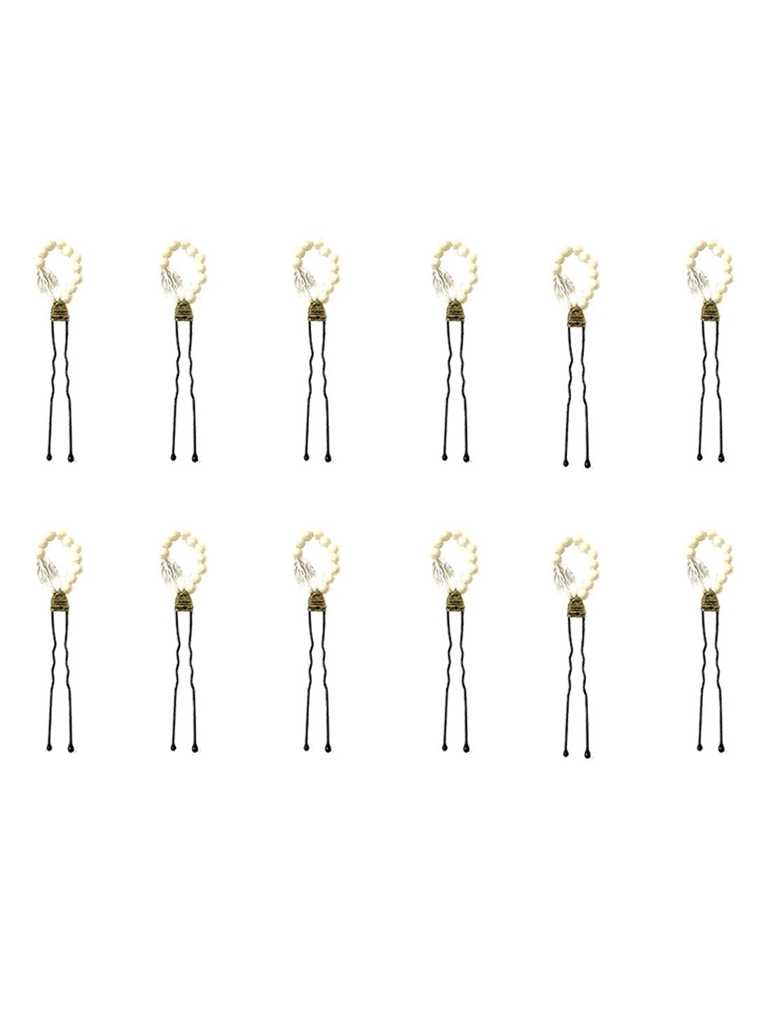

Hair Flare Women 12Pcs Embellished U Pins, White