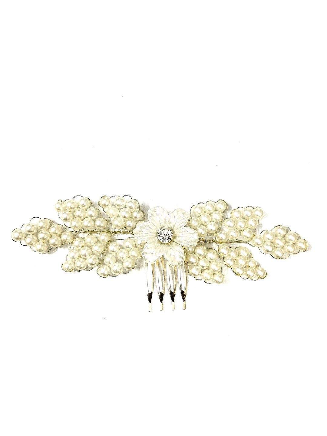 

Hair Flare Women Embellished Beaded Comb Pin, Silver