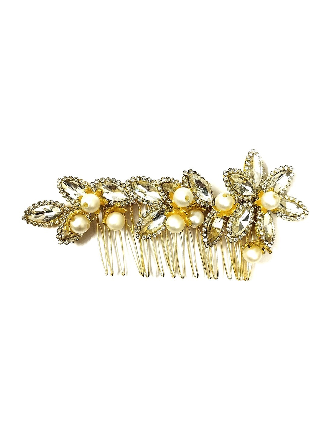 

Hair Flare Women Beaded Comb Pin, White