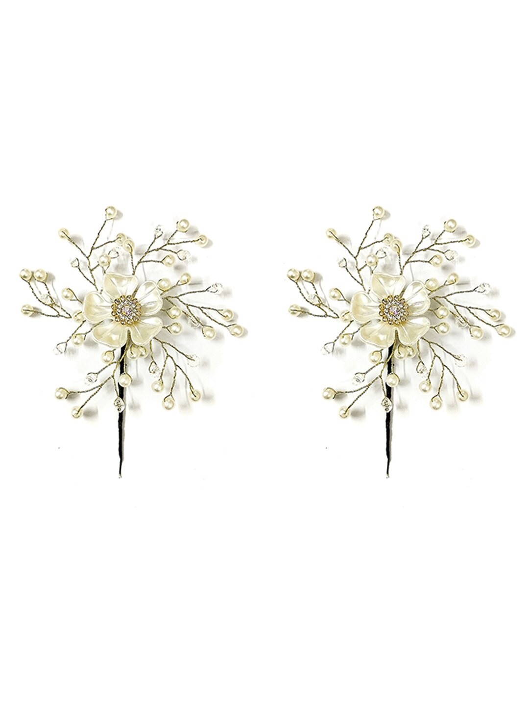 

Hair Flare Women Embellished Beadded Hairstick, Silver