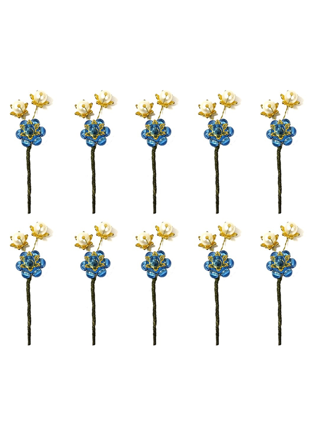 

Hair Flare Women 10Pcs Embellished Beaded Hairstick, Gold