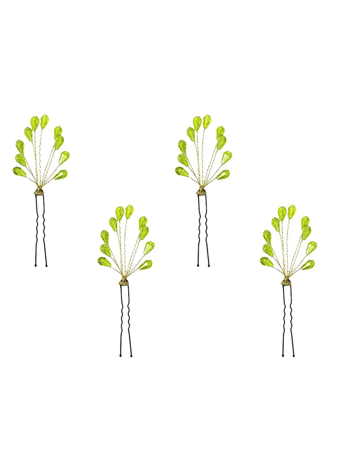 

Hair Flare Set of 4 Embellished U Pins, Green
