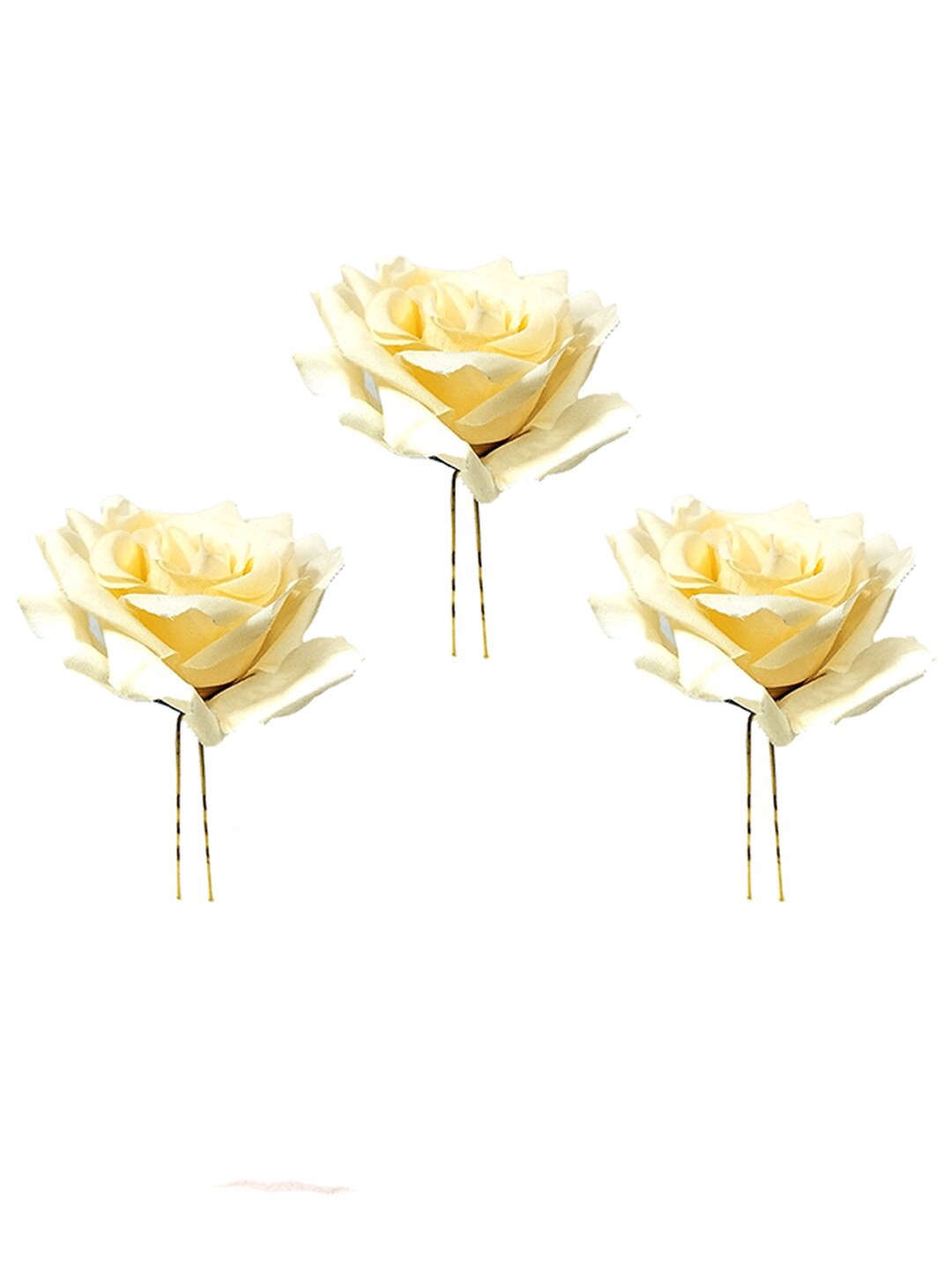 

Hair Flare Women Set Of 3 Embellished U Pins, Cream