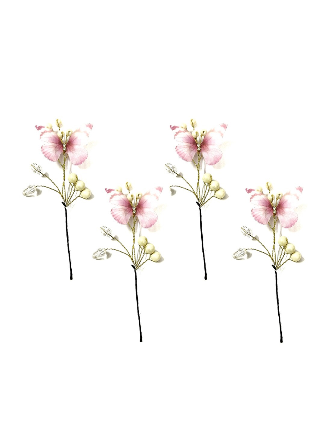 

Hair Flare Women Set Of 4 Butterfly Hairstick, Pink
