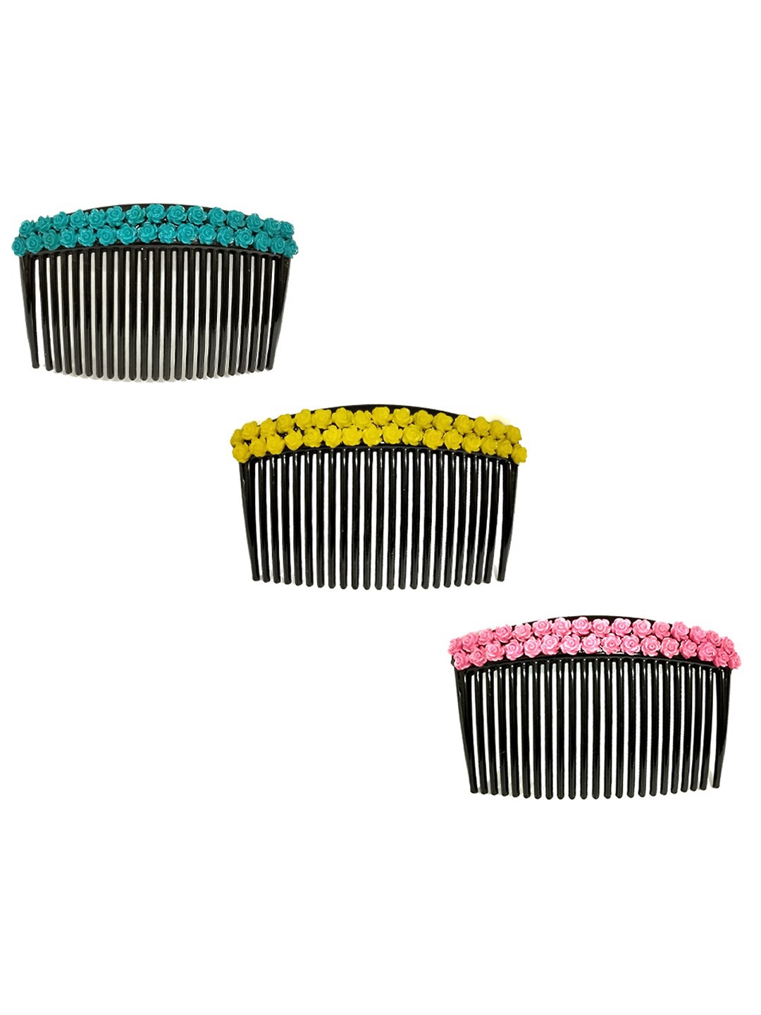 

Hair Flare Women 3Pcs Floral Comb Pin, Blue