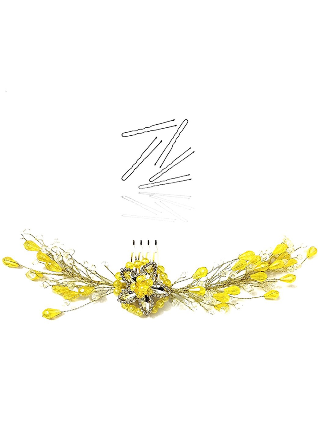 

Hair Flare Women Embellished Hair Accessory Set, Yellow