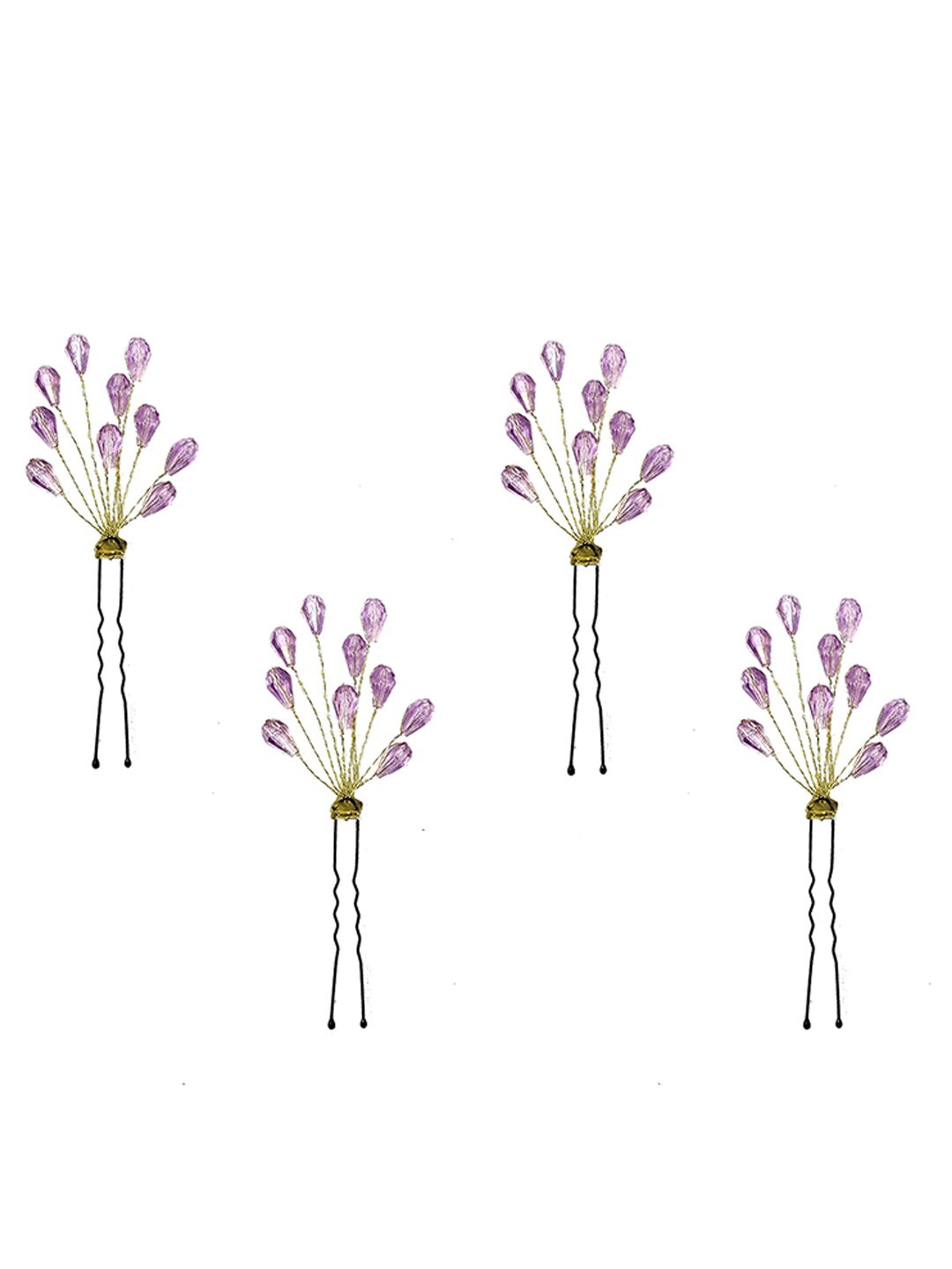 

Hair Flare Women 4Pcs Embellished U Pins, Purple