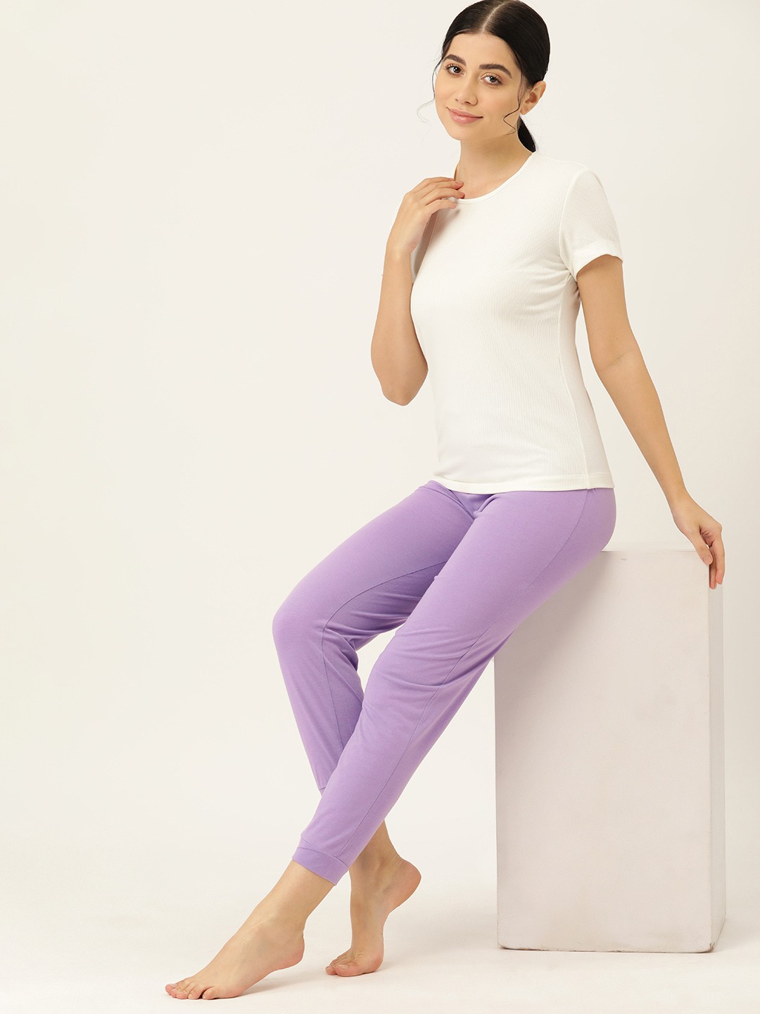 

ETC Women Solid Cotton Jogger Lounge Pants, Lavender