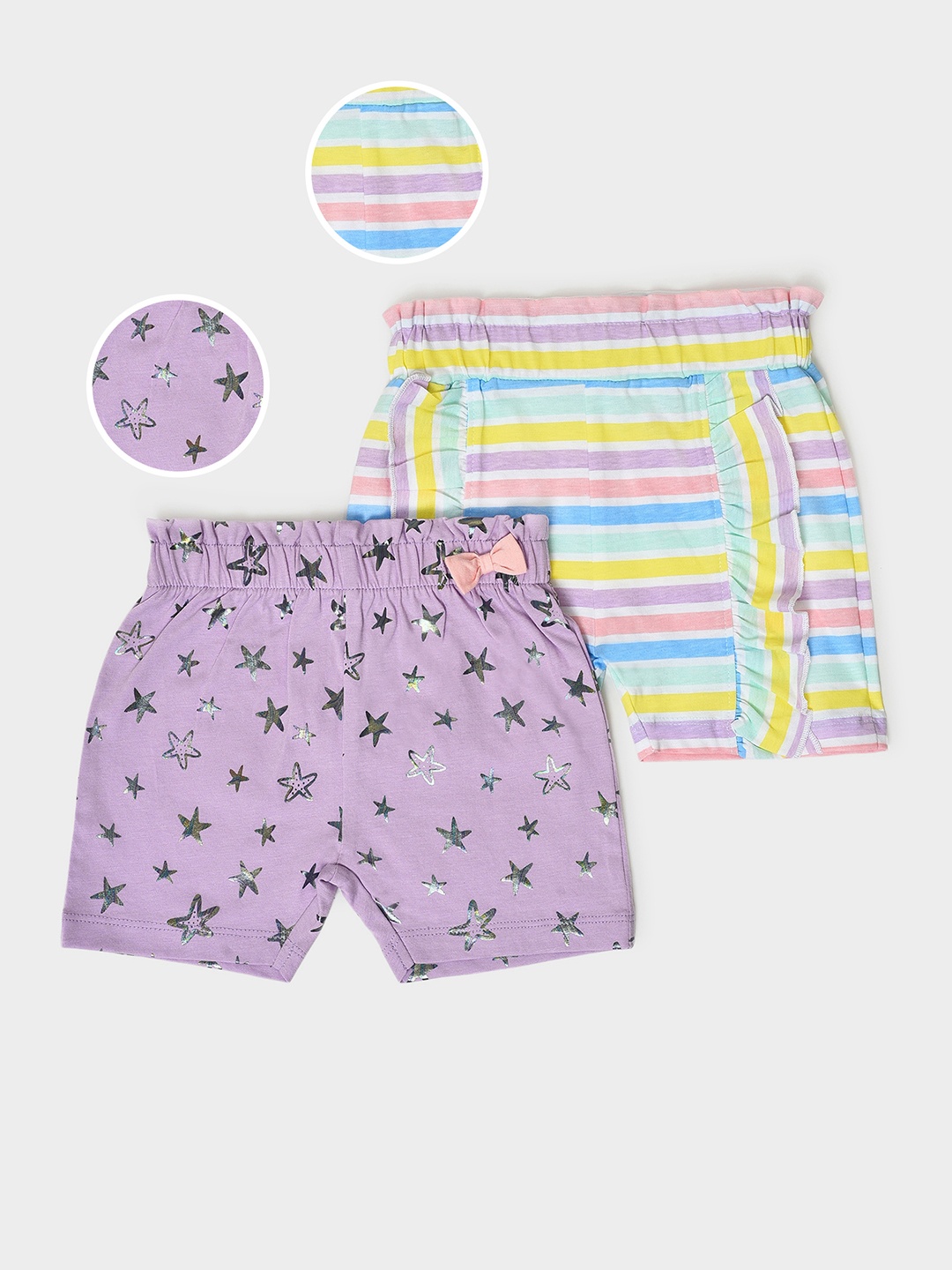 

MiArcus Girls Pack Of 2 Cotton Shorts, Purple
