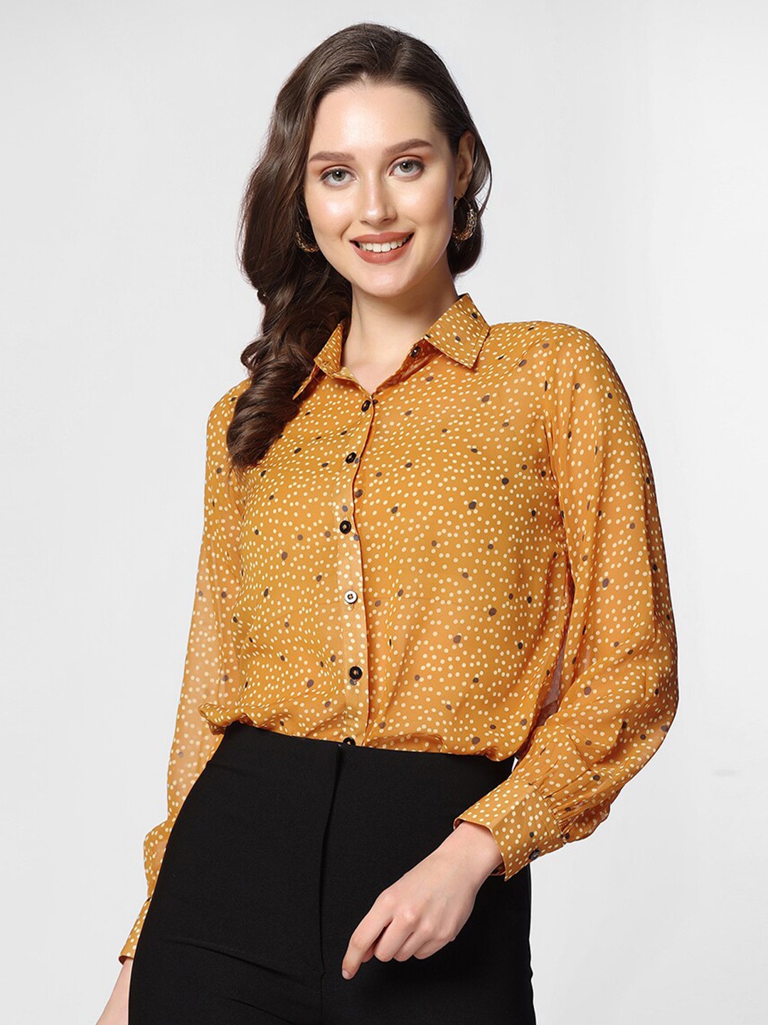 

Selvia Opaque Polka Pot Printed Formal Shirt, Yellow