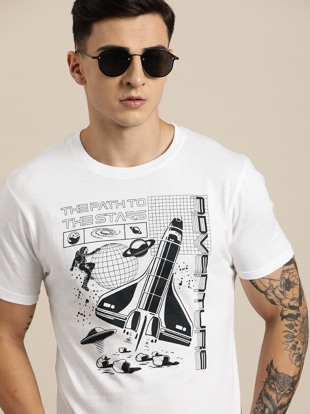 

Moda Rapido Graphic Print Pure Cotton T-shirt, White