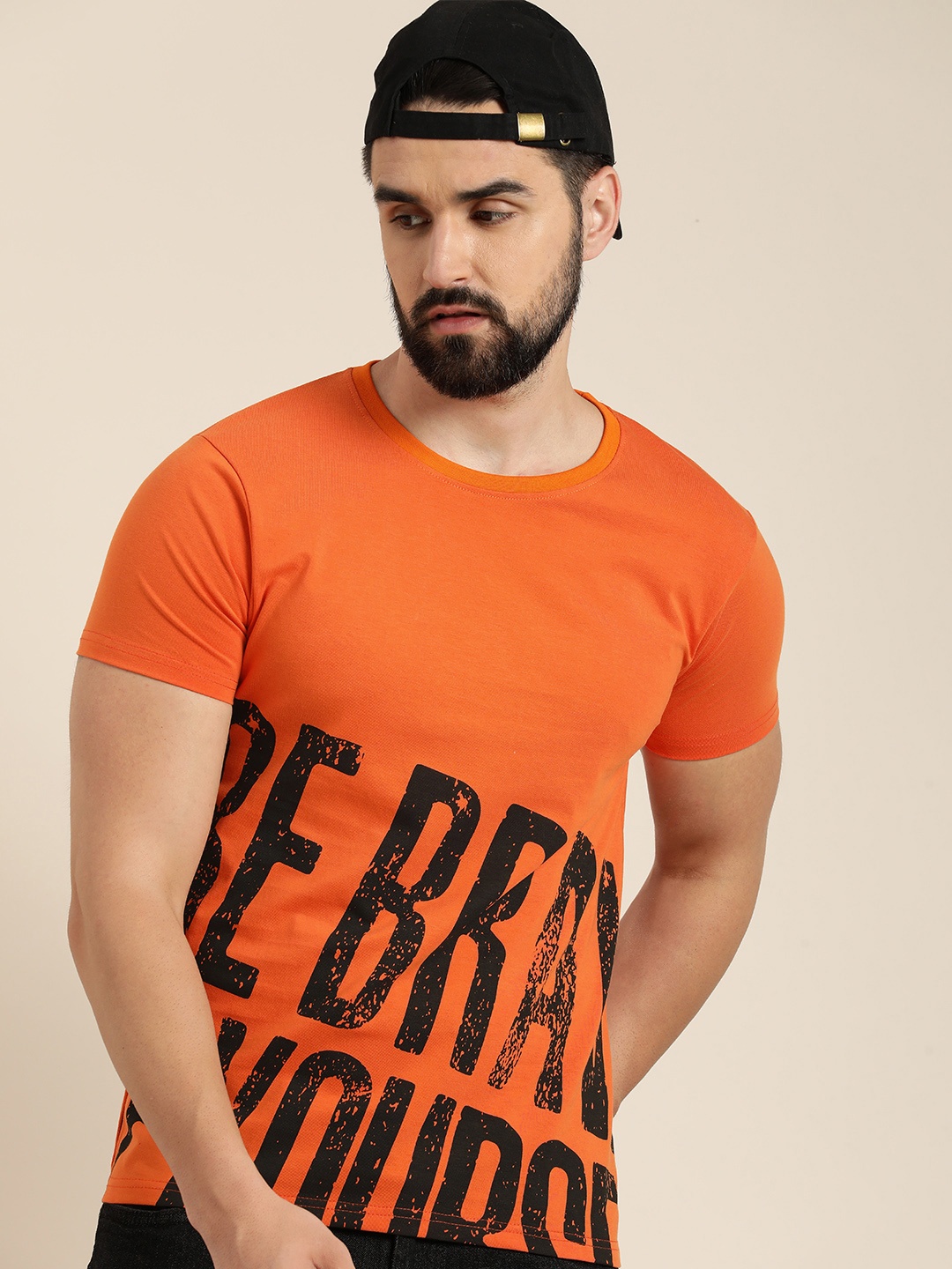 

Moda Rapido Typography Printed Pure Cotton T-shirt, Orange