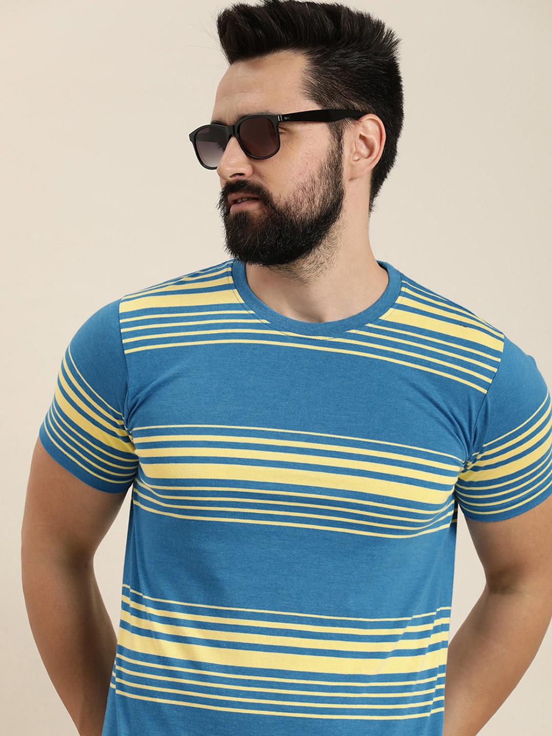 

Moda Rapido Multi Stripes Knitted T-shirt, Blue