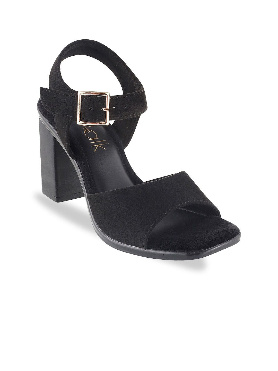 Catwalk Open Toe Block Heels, Black