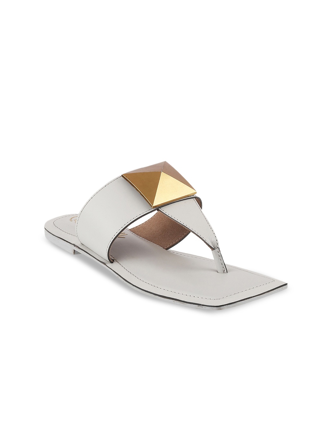 Catwalk Embellished Open Toe Flats, Grey