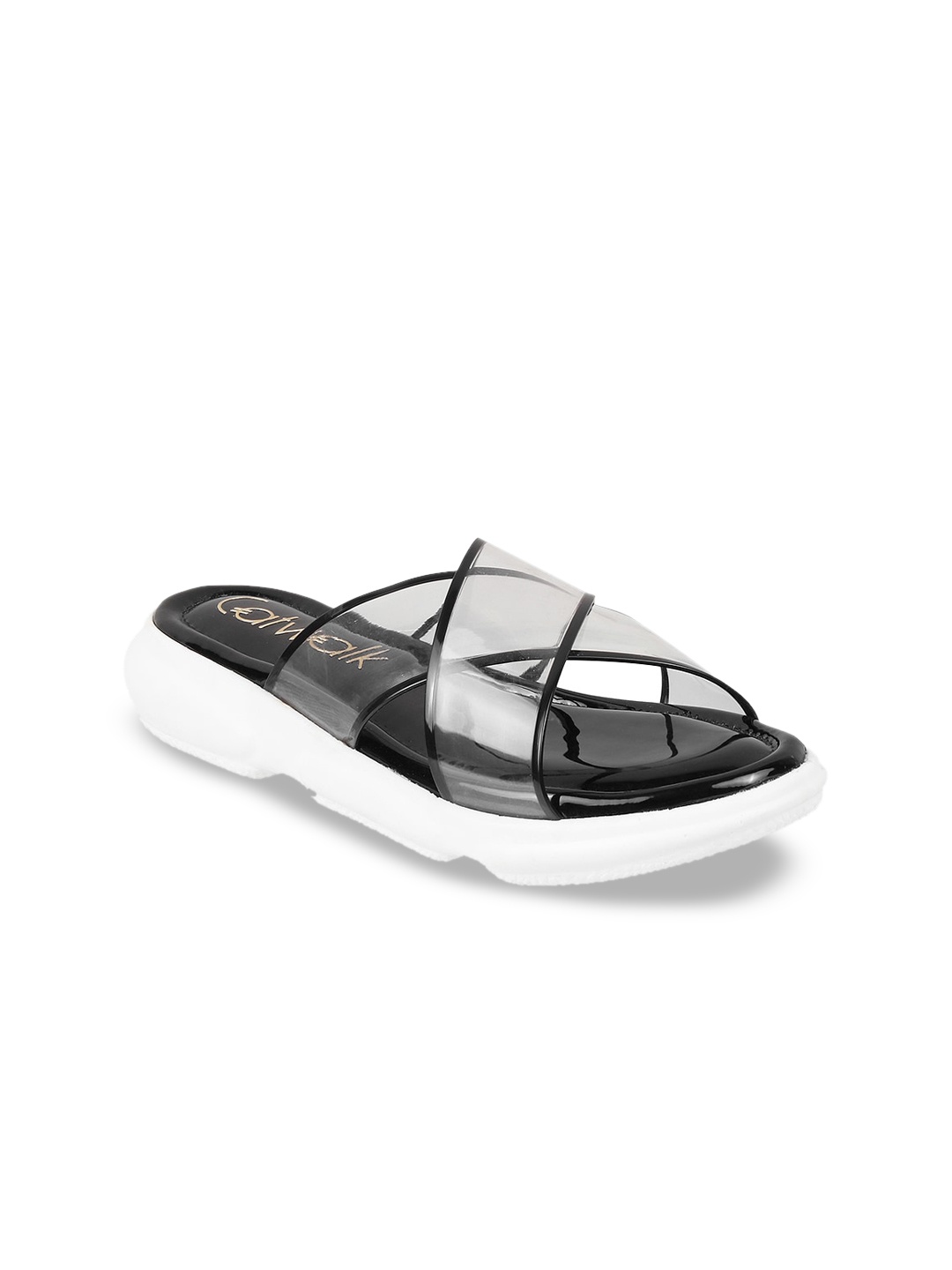 

Catwalk Women Cross Strap Open Toe Flats, Black