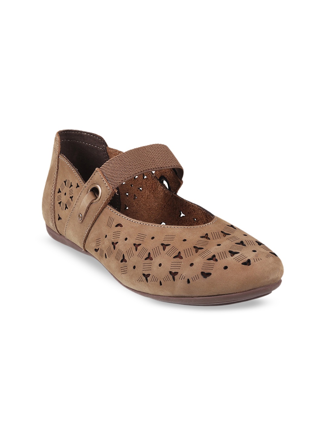 

Catwalk Laser Cuts Embellished Leather Ballerinas, Khaki