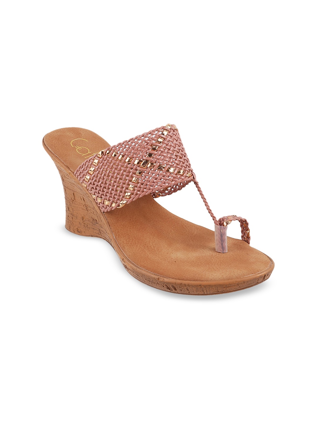 

Catwalk Woven Design One Toe Wedge Heels, Pink