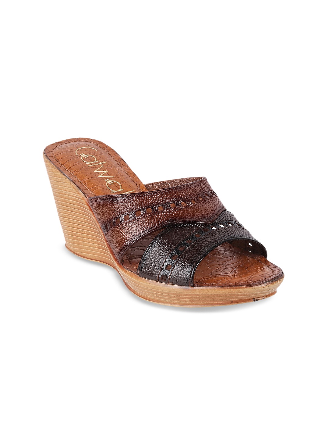 

Catwalk Textured Leather Wedge Heels, Brown