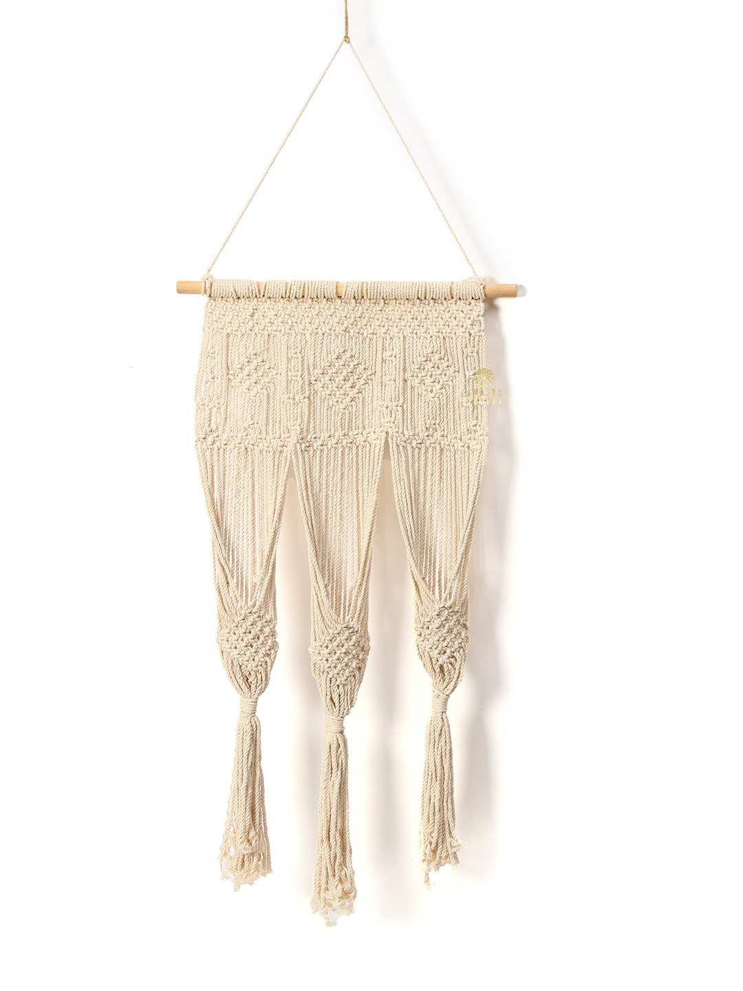 

DULI Off White 3 Pocket Macrame Boho Planter Wall Hanging