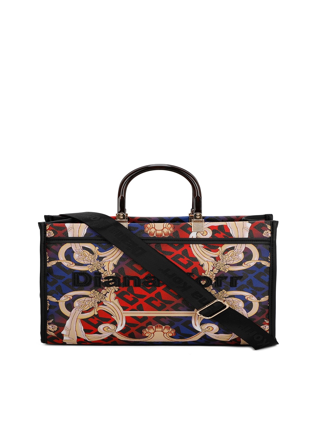 

Diana Korr Ethnic Motifs Printed Structured Handheld Bag, Red