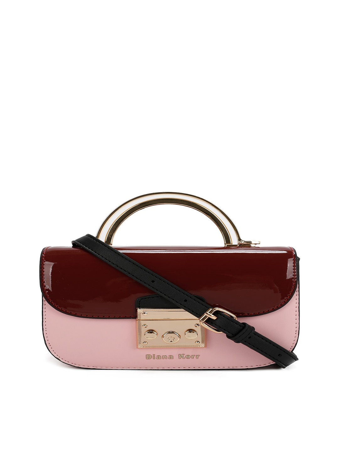 

Diana Korr Colourblocked PU Structured Satchel Handbag, Pink