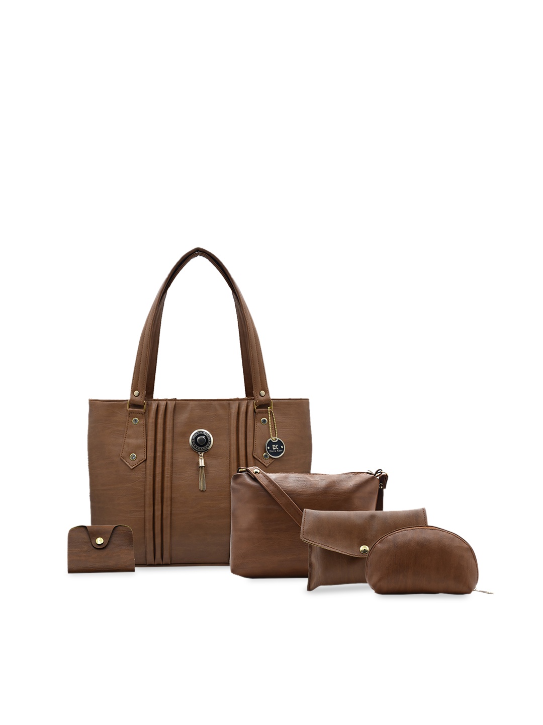 

Diana Korr Set of 5 Structured Shoulder Bag with Tasselled, Brown