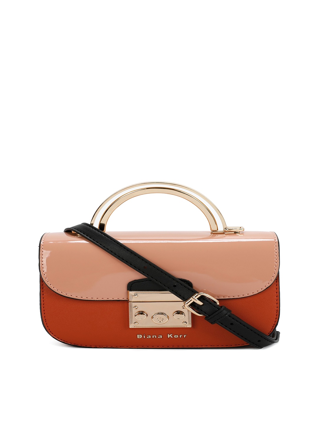

Diana Korr Colourblocked Structured Satchel Bag, Tan