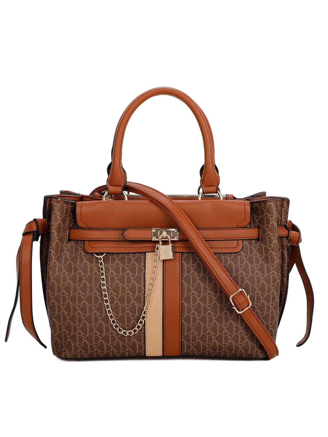 

Diana Korr Typography Printed Structured Handheld Bag, Brown